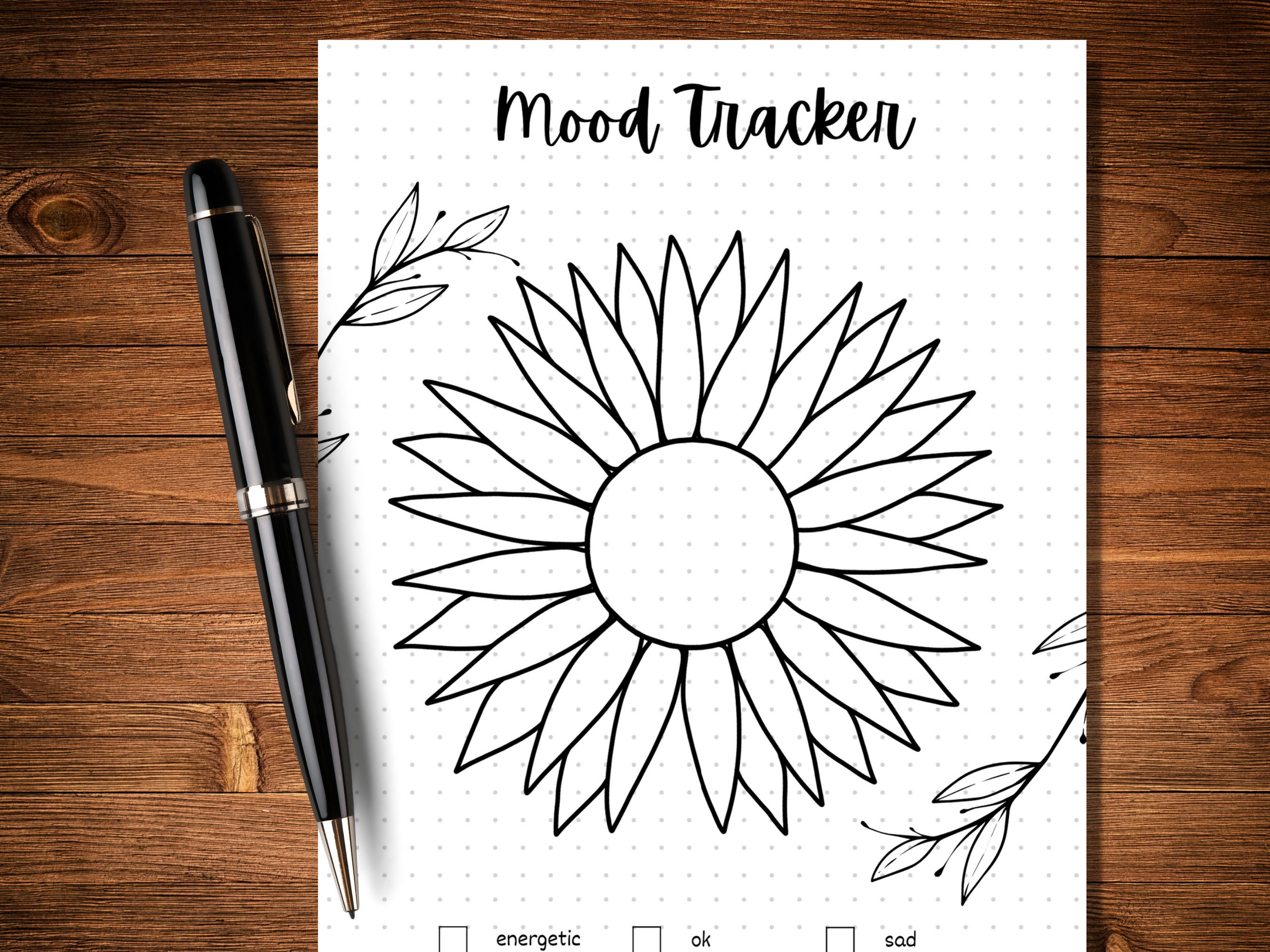 Sunflower Mood Tracker - PRINTABLE Journal Page - Planner Page ...