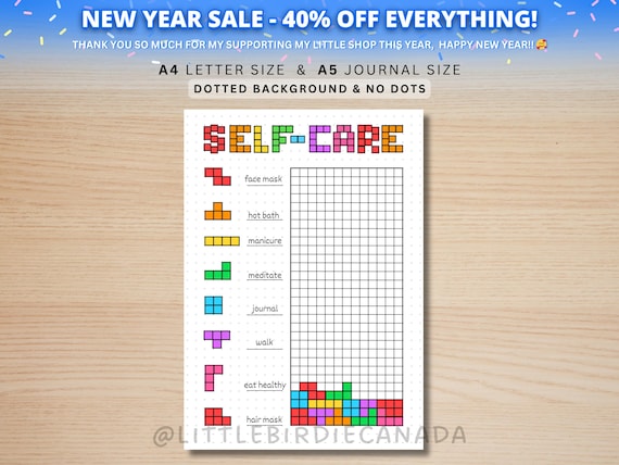 Self-Care Tracker - PRINTABLE Journal Page - Planner Page - Habit Tracker - Wellness Journal - Self Care Planner - Self Care Game