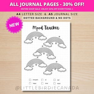 Rastreador de estado de ánimo arcoíris - Página de diario imprimible - Tema del orgullo - Página de agenda digital - Rastreador de estado de ánimo LGBTQ+
