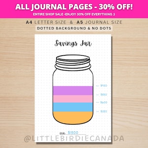 Page de journal d'économies - page de journal imprimable - jeu d'économies imprimable - économiser de l'argent - économiser de l'argent tracker - objectif budgétaire - pot d'économies