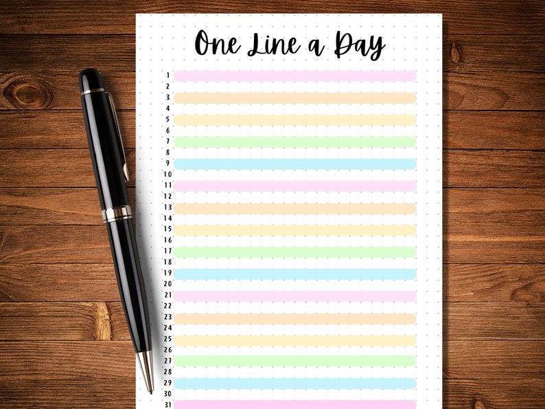 One Line A Day - PRINTABLE Journal Page - Planner Page - Memory Tracker ...