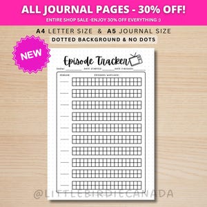 エピソードトラッカー - 印刷可能なジャーナルページ - シリーズトラッカー - 印刷可能なジャーナルテンプレート - 月間トラッカー - 番組トラッカー - TVシリーズトラッカー