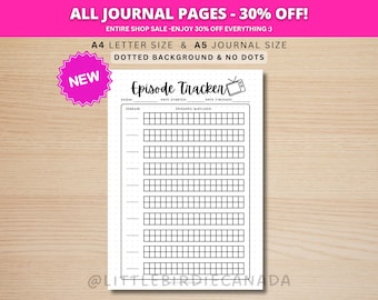 Episode Tracker - PRINTABLE Journal Page - Series Tracker - Printable Journal Template - Monthly Tracker - Show Tracker - TV Series Tracker
