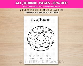 Donut Mood Tracker - PRINTABLE Journal Page - Planner Page - Feeling Tracker - Track Mood - Journal Template - Sweets Mood Tracker