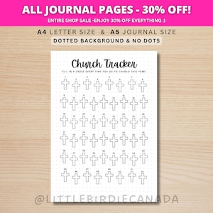 Church Tracker - PRINTABLE Journal Page - Track Church - Bible Study - Bible Studies - Prayer Tracker - Religious Journal - Bible Journal