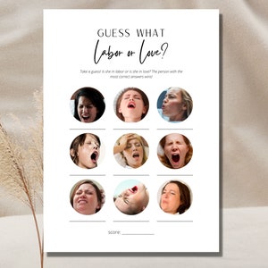 Labor or Love Funny Baby Shower Game Minimalist Funny Baby Shower Activity This or That Game Trivia Game Minimalist Game Funny Baby Game