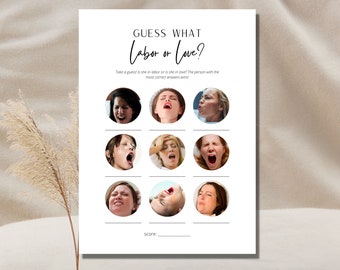 Arbeid of liefde Grappig babyshowerspel Minimalistisch Grappig babyshoweractiviteit Dit of dat spel Trivia-spel Minimalistisch spel Grappig babyspel