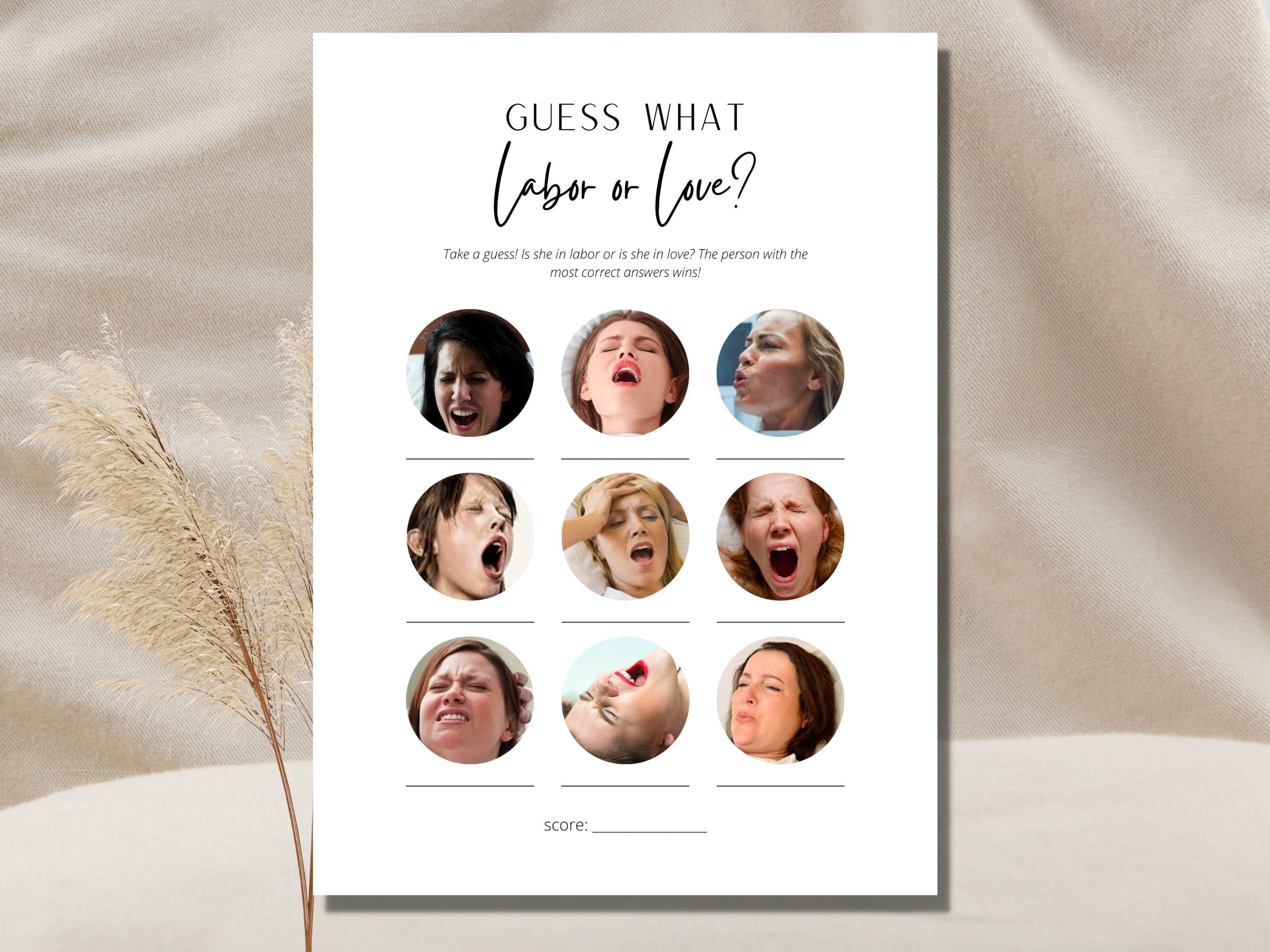 Labor or Love Funny Baby Shower Game Minimalist Funny Baby Shower Activity This or That Game Trivia Game Minimalist Game Funny Baby Game