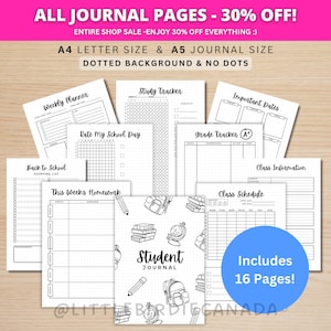 Student Planner Bundle - PRINTABLE Student Journal Pages - Digital Planner Pages - A5 & A4 Size - Value Pack