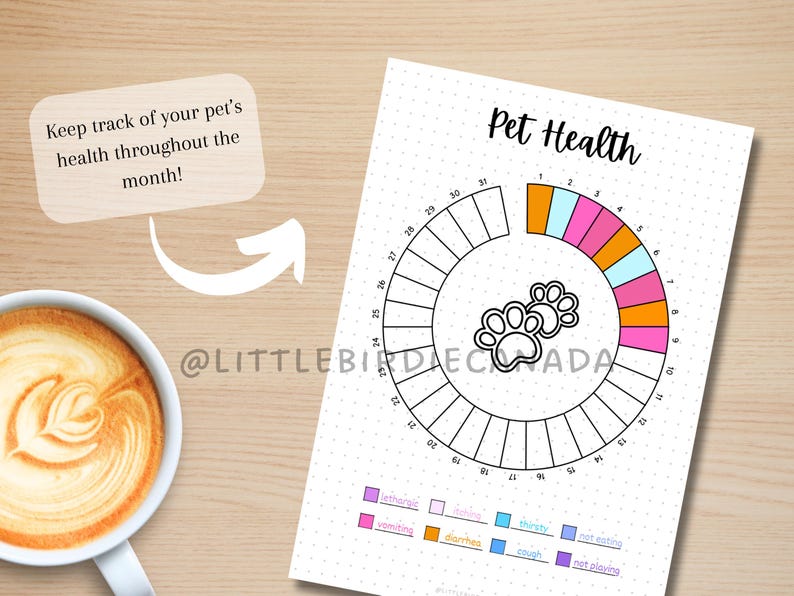 Pet Health Tracker PRINTABLE Journal Page Symptom Tracker Pet Tracker