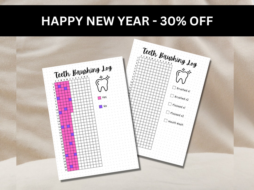Teeth Brushing Tracker A5 Journal Page PRINTABLE Tracker Dental Hygiene