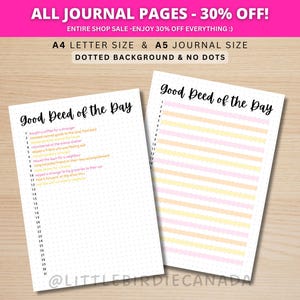 Good Deed Of The Day - PRINTABLE Journal Page - Printable Planner Page - Daily Good Deed - Daily Task - Daily Achievements - Pay It Forward