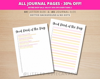 Good Deed Of The Day - PRINTABLE Journal Page - Printable Planner Page - Daily Good Deed - Daily Task - Daily Achievements - Pay It Forward