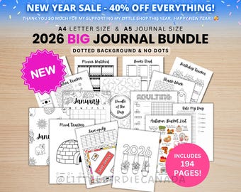 2026 BIG Journal Bundle - PRINTABLE Journal Pages - Digital Planner Pages - A5 & A4 Size - 2026 Journal - Digital Download - 194 Pages