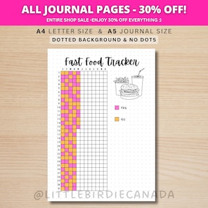 Fast Food Tracker - PRINTABLE Journal Page - Planner Page - Health Tracker - Takeout Tracker - Eating Tracker - Fitness Tracker - Food Log