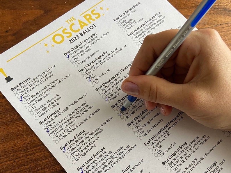 2023 Oscars Ballot 95th Academy Awards Predictions Watch Etsy Canada