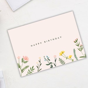 Printable Birthday Card Floral Birthday Card Flower Birthday Card Print at Home Birthday Card Happy Birthday Card for Her Digital Download image 4