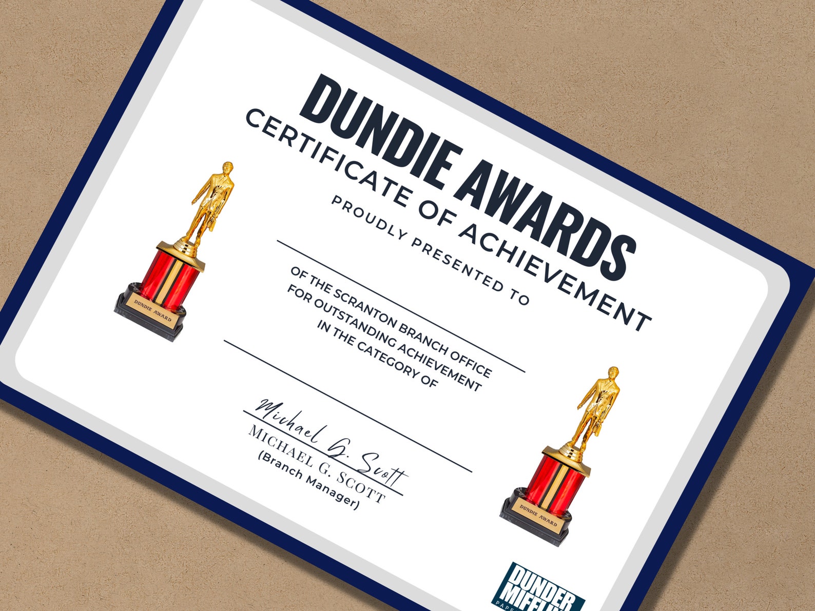 Dundie Award Certificate the Office Award Coworker Award Work Etsy