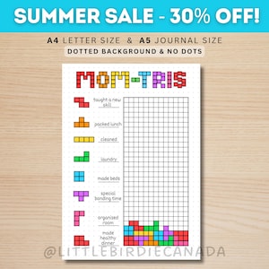 Mom-tris Tracker - PRINTABLE Journal Page - Planner Page - Monthly Tracker - Habit Tracker - Mom Task Tracker - Fun Cleaning To Do List
