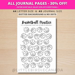 Basketball Practice Tracker - PRINTABLE Journal Page - Habit Tracker - Sports Tracker - Basketball Printable - Basketball Practice Template