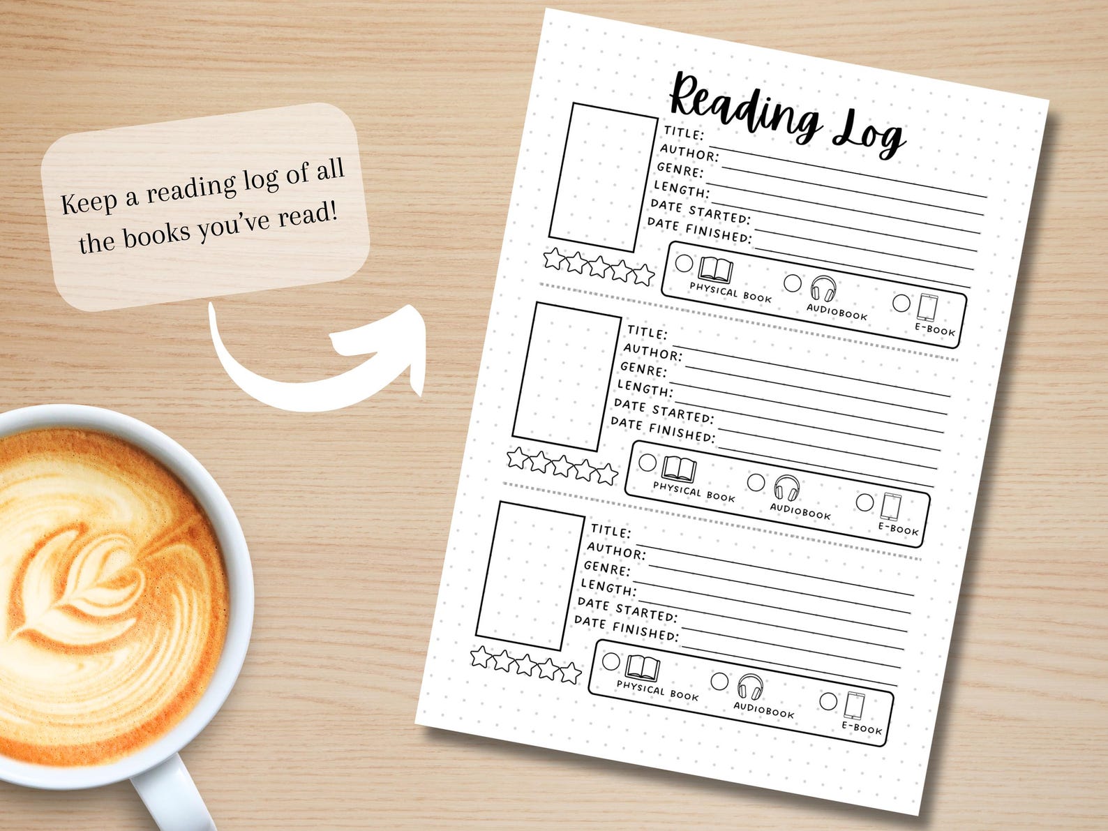 Reading Log - PRINTABLE Journal Page - Planner Page - Book Tracker ...