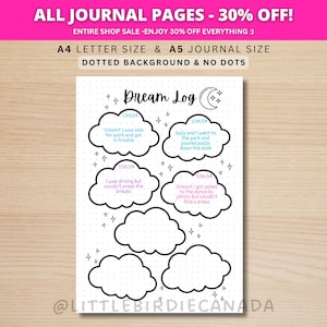 Diario de sueños - Página de diario imprimible - Página de planificador imprimible - Diario de sueños - Rastreador de sueño - Rastreador mensual - Diario de sueños - Rastreador de sueños