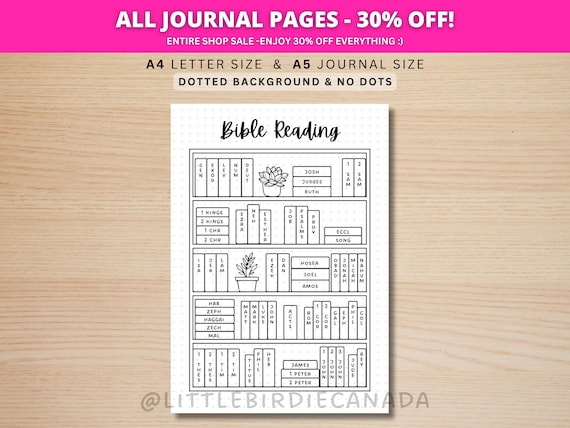 Bible Reading Tracker - PRINTABLE Journal Page - Bible Tracker - Bible Study - Scripture Reading Log - Bible Studies - Prayer Journal