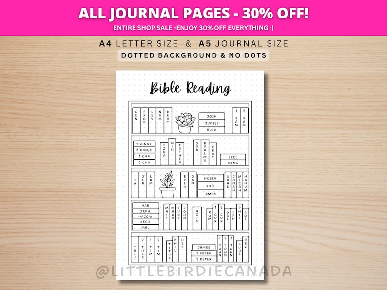 Bible Reading Tracker - PRINTABLE Journal Page - Bible Tracker - Bible Study - Scripture Reading Log - Bible Studies - Prayer Journal image 1