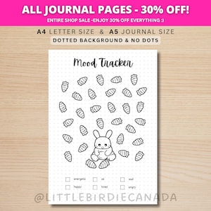 Lapin de Pâques Mood Tracker - Page de journal imprimable - Page de planificateur - Sentiments Tracker - Tracker d'humeur quotidien - piste humeur - modèle de Journal