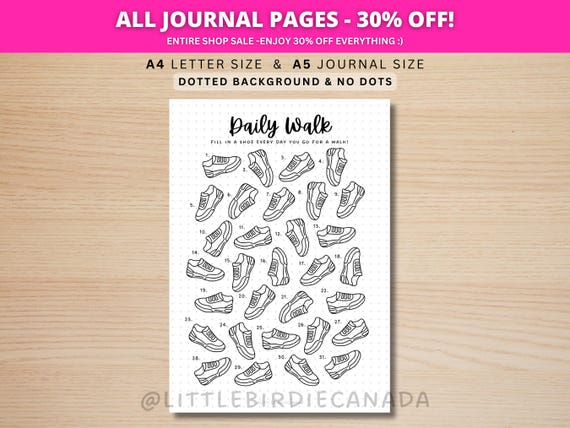 Daily Walk Tracker - PRINTABLE Fitness Journal Page - Workout Tracker - Fitness Tracker - Health Tracker - Exercise Tracker - Track Walking