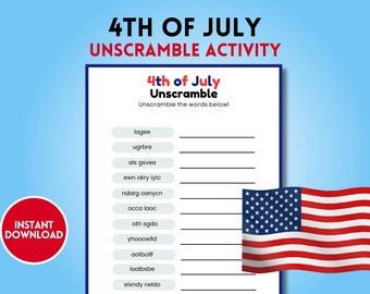 4th of july word unscramble