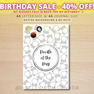 Crystal Ball Doodle Of The Day - PRINTABLE Journal Page - Planner Page - Daily Drawing Journal Page - Doodle Challenge - Daily Doodle