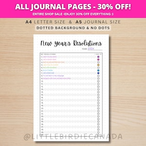 New Years Resolutions - PRINTABLE Journal Page - Yearly Goal Planner Page - New Year Resolution - Yearly Goals - Goal Plan