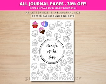 Cupcake Doodle of the Day - PRINTABLE Journal Page - Planner Page - Drawing Page - Drawing Journal Page - Doodle Challenge - Daily Doodle