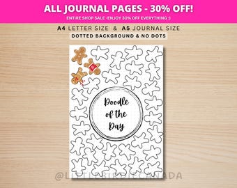Gingerbread Doodle Of The Day - PRINTABLE Journal Page - Planner Page - Drawing Page - Drawing Journal - Doodle Challenge - Daily Doodle