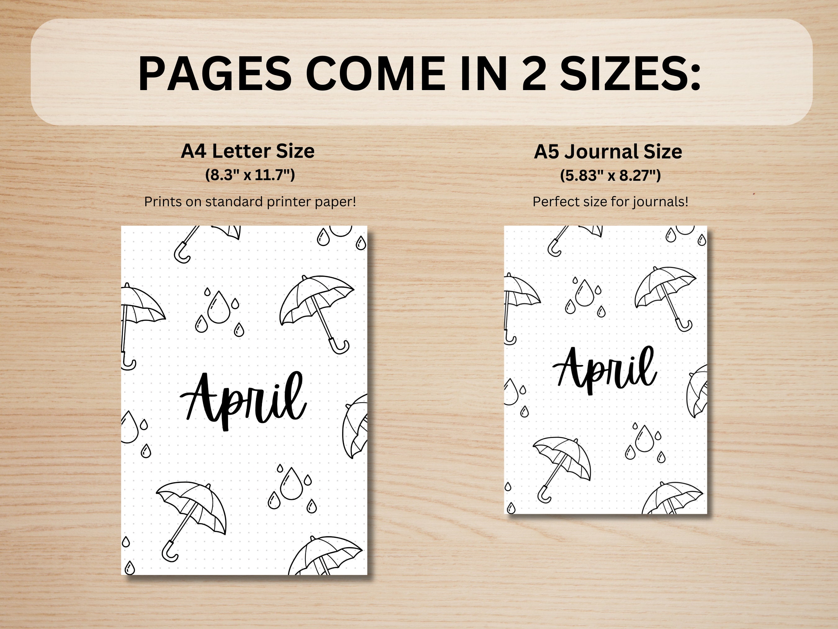 April Title Page - Rain - April Calendar - PRINTABLE Calendar - Journal ...