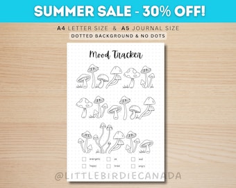 Mushroom Mood Tracker - PRINTABLE Journal Page - Planner Page - Feelings Tracker - Daily Mood Tracker - Track Mood - Journal Template