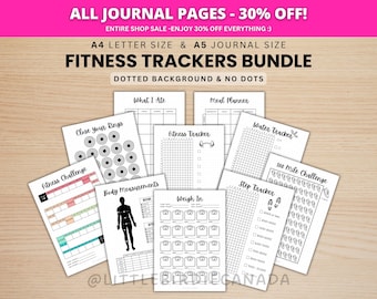 Fitness Trackers Bundle - PRINTABLE Journal Pages - Digital Planner Pages - A5 & A4 Size - Value Pack