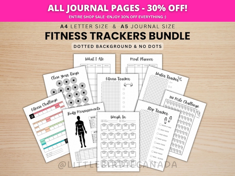 Fitness Trackers Bundle - PRINTABLE Journal Pages - Digital Planner ...