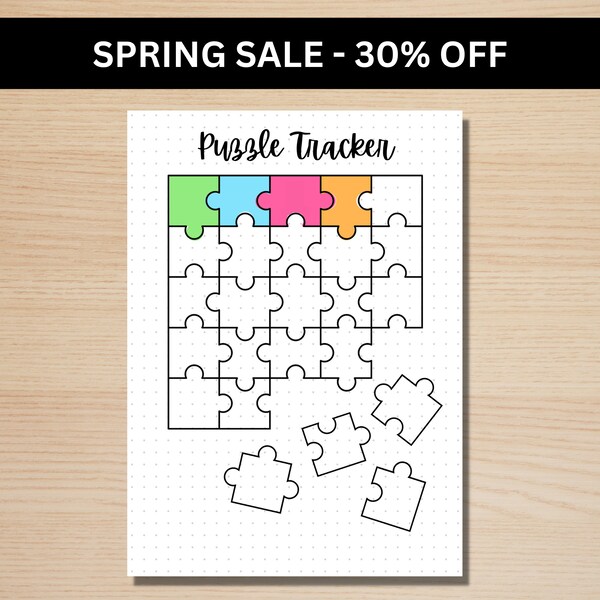 Puzzle Tracker - A5 Journal Page - PRINTABLE Tracker - Habit Tracker - Game Tracker - Fun Tracker - Puzzle Log - Wellness Journal