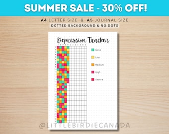 Depression Tracker - PRINTABLE Journal Page - Planner Page - Mood Tracker - Depression Log - Mental Health Tracker - Wellness Journal