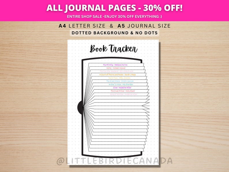 Book Tracker - PRINTABLE Journal Page - Book Journal - Reading Log ...