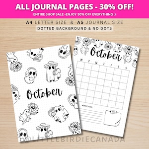 October Title Page - Ghosts - October Calendar - PRINTABLE Calendar - Journal Title Page and Calendar Set - October Cover Page image 1