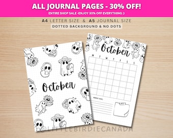 October Title Page - Ghosts - October Calendar - PRINTABLE Calendar - Journal Title Page and Calendar Set - October Cover Page