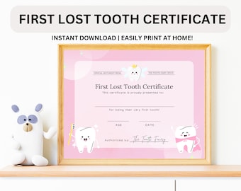 First Lost Tooth Certificate Tooth Fairy Award First Lost Tooth Award Tooth Fairy Certificate Milestone Marker Tooth Fairy Receipt