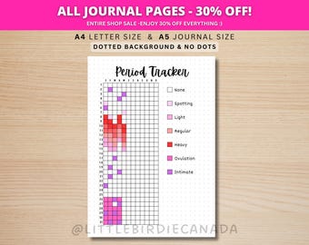 Period Tracker - PRINTABLE Journal Page - Printable Planner Page - Ovulation Tracker - Menstrual Cycle Log - Period Log - Shark Week