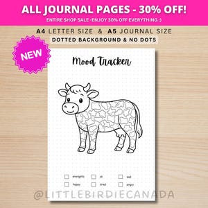Cow Mood Tracker - PRINTABLE Journal Page - Farm Theme - Digital Planner Page - Farm Mood Tracker