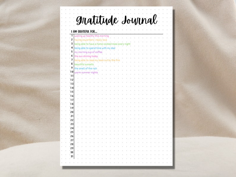 Gratitude Journal Printable Gratitude Bullet Journal Page - Etsy