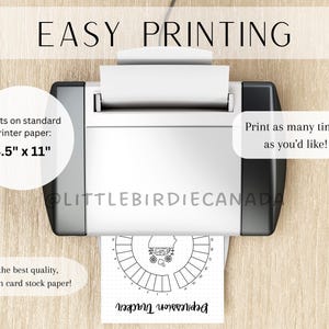 May include: A black and white printable habit tracker with the text "Habit Tracker" printed on the bottom. The tracker is designed to be printed on standard 8.5" x 11" printer paper.
