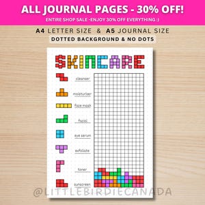 Skin Care Tracker - PRINTABLE Journal Page - Self Care Tracker - Skincare Tracker - Skin Care Log - Skincare Routine - Self Care Journal